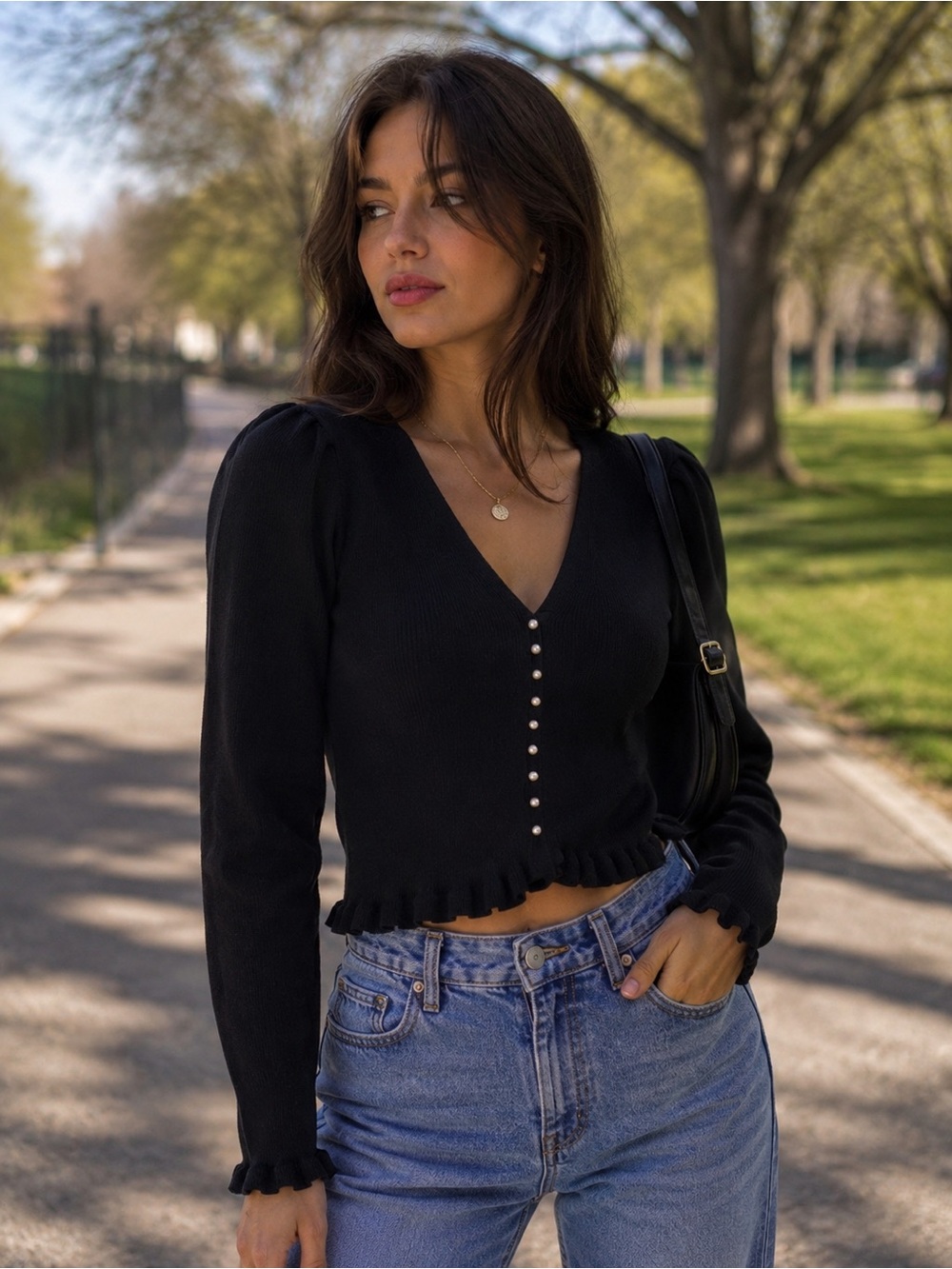ZARA pearl button sweater - Picture 2 of 8
